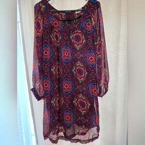Olsenboye Boho Pullover Sheer Dress Multi Colored Design XL